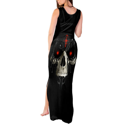 WowTeeWear Shop Skull Tank Maxi Dress Black Reaper Wowteewear