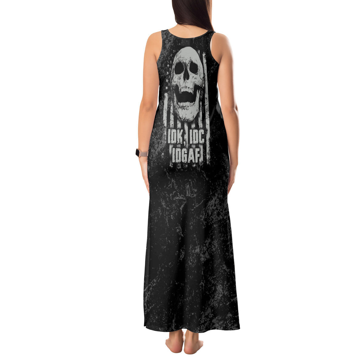 WowTeeWear Shop IDGAF Flag Skull Tank Maxi Dress Wowteewear
