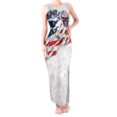 WowTeeWear Shop American Flag Skull Tank Maxi Dress Wowteewear