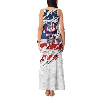 WowTeeWear Shop American Flag Skull Tank Maxi Dress Wowteewear