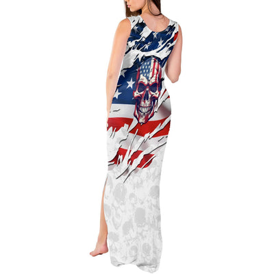 WowTeeWear Shop American Flag Skull Tank Maxi Dress Wowteewear