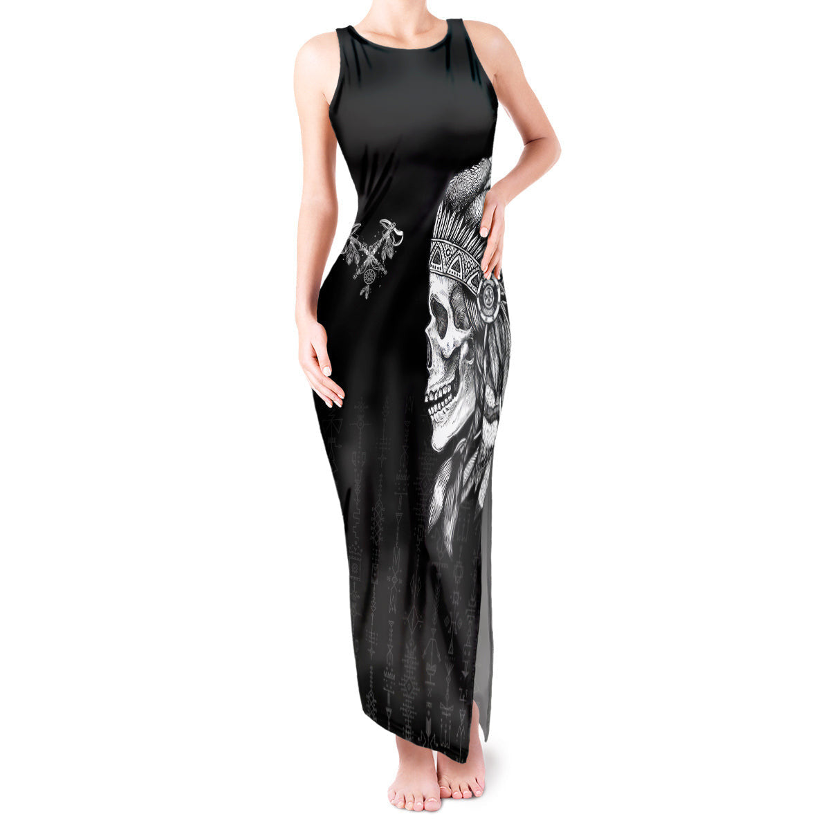 WowTeeWear Shop Skull Tank Maxi Dress Chief Skeleton Wowteewear