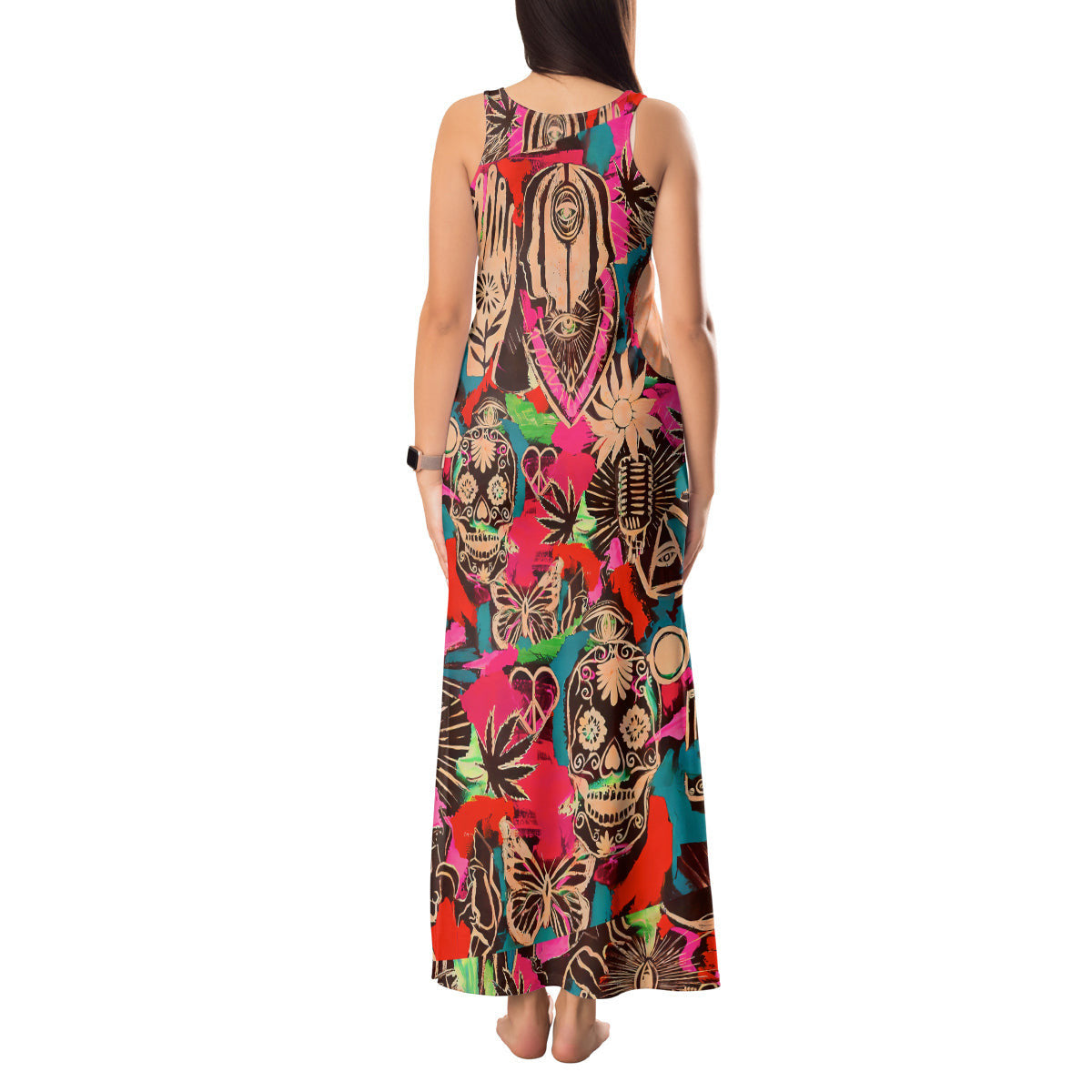 WowTeeWear Shop Festival Memories Skull Tank Maxi Dress Wowteewear