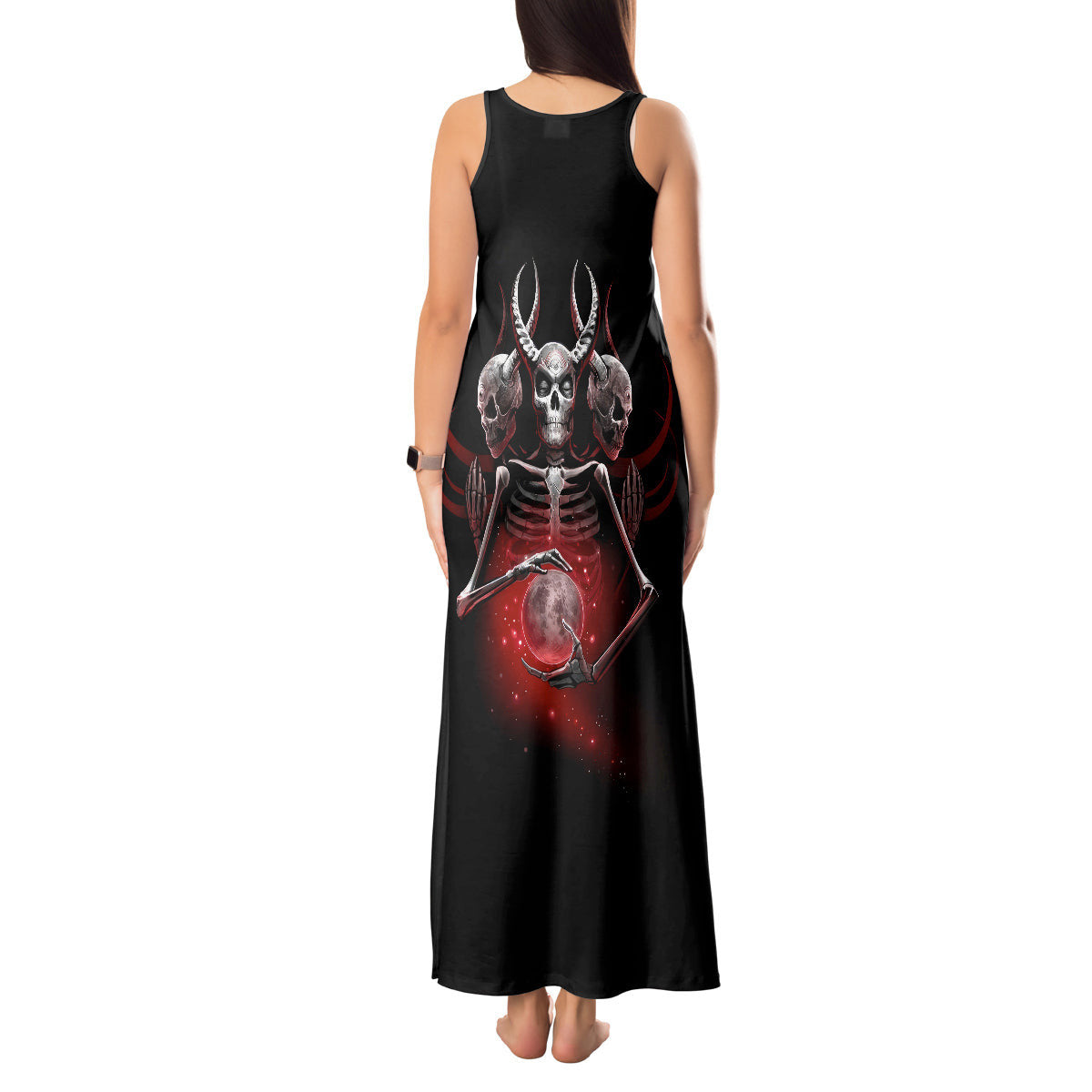 WowTeeWear Shop Skull Tank Maxi Dress Prayer Skull Wowteewear