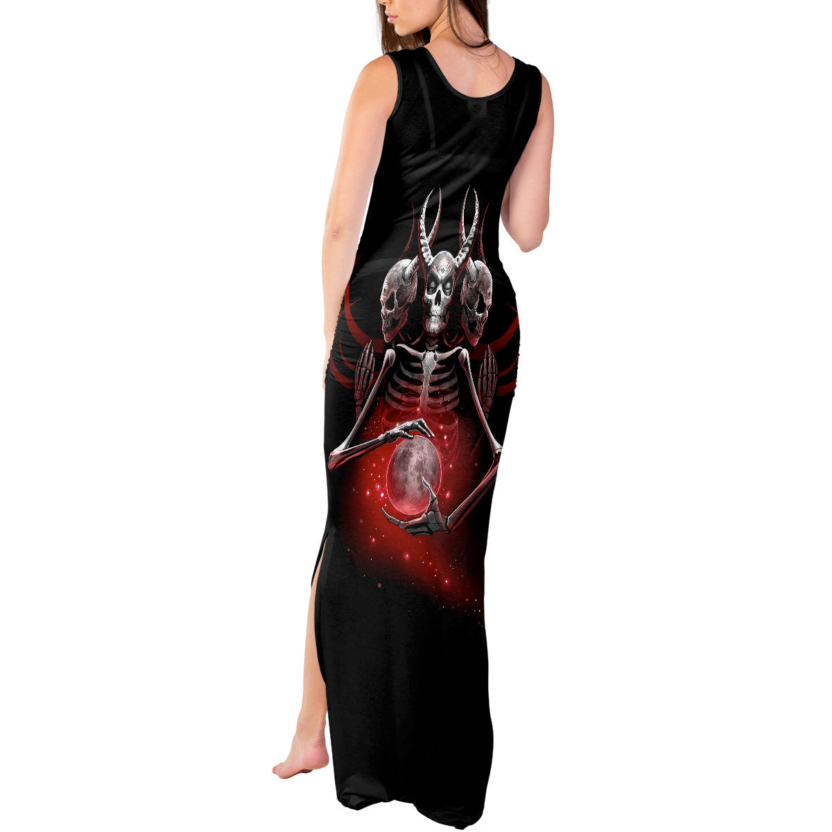 WowTeeWear Shop Skull Tank Maxi Dress Prayer Skull Wowteewear