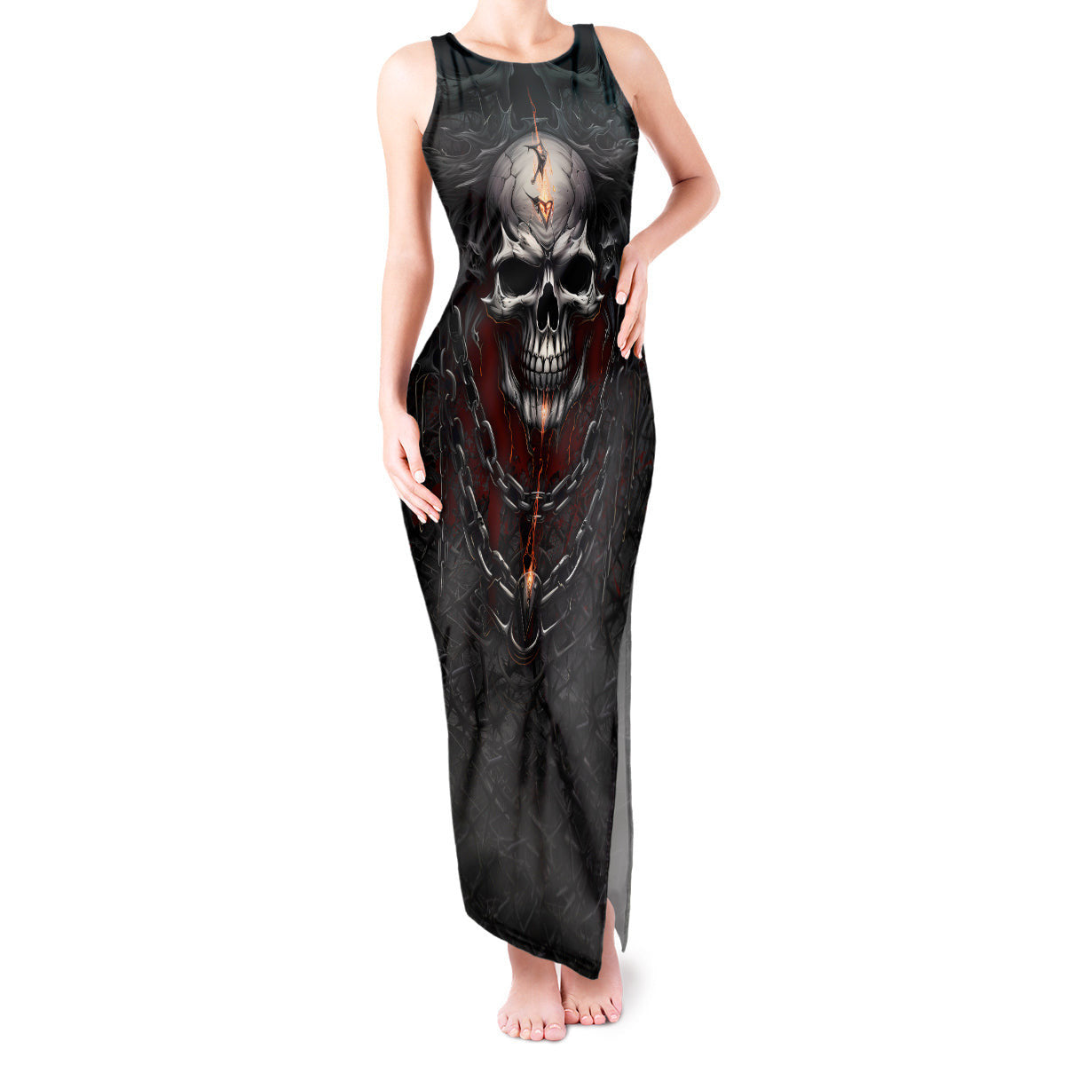 WowTeeWear Shop Be Careful Skull Tank Maxi Dress Wowteewear