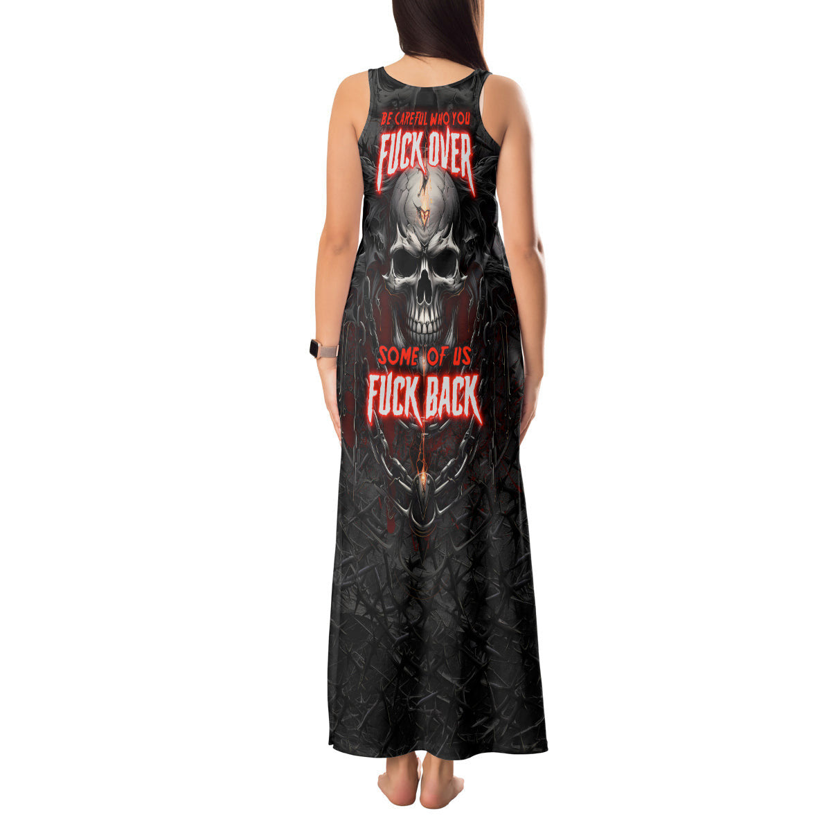 WowTeeWear Shop Be Careful Skull Tank Maxi Dress Wowteewear
