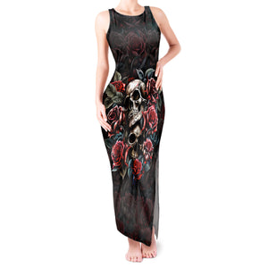 WowTeeWear Shop Skull Tank Maxi Dress Red Rose Wowteewear