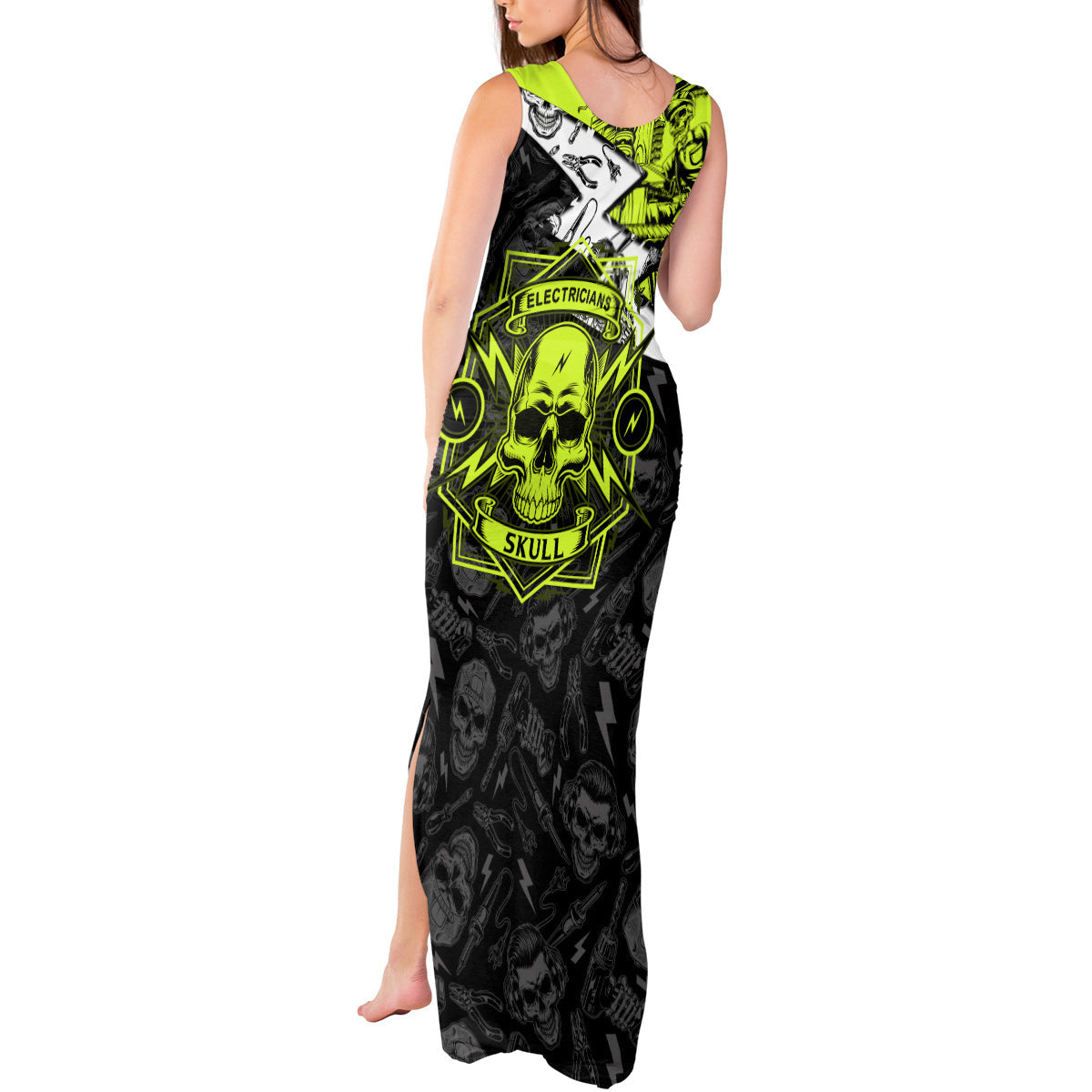 WowTeeWear Shop Personalised Electricians Skull Tank Maxi Dress Wowteewear