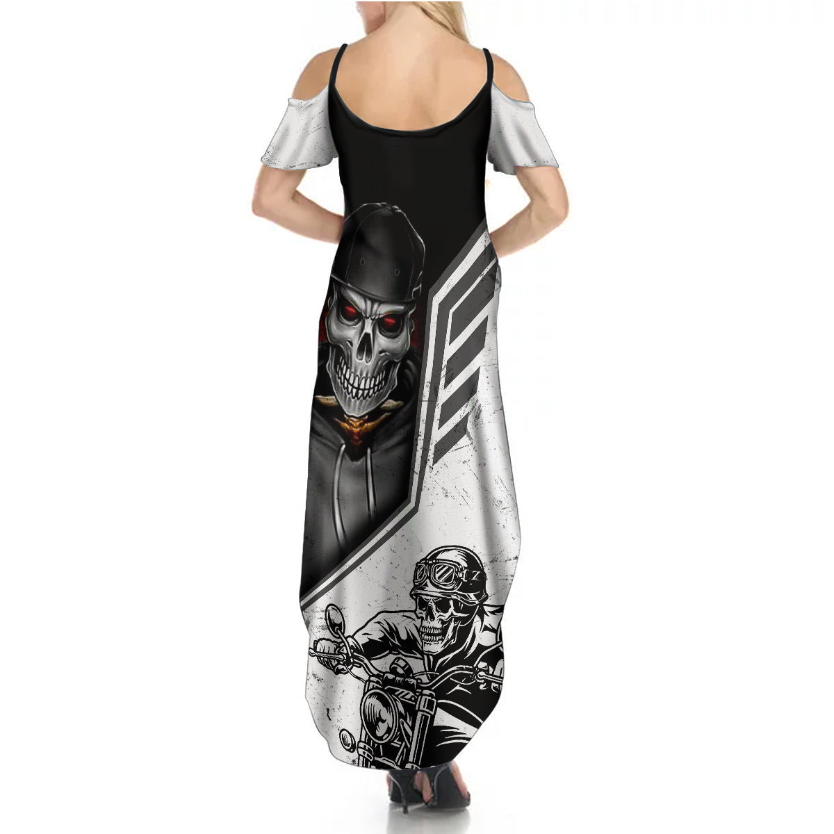 WowTeeWear Shop Skull Summer Maxi Dress Riding Motocycle Wowteewear