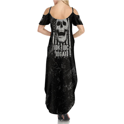 WowTeeWear Shop IDGAF Flag Skull Summer Maxi Dress Wowteewear