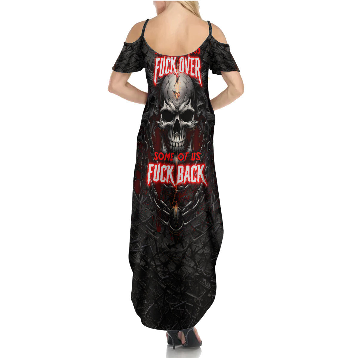 WowTeeWear Shop Be Careful Skull Summer Maxi Dress Wowteewear