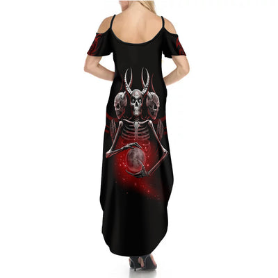 WowTeeWear Shop Skull Summer Maxi Dress Prayer Skull Wowteewear