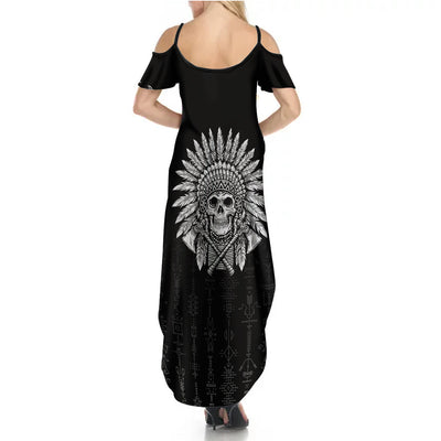 WowTeeWear Shop Skull Summer Maxi Dress Chief Skeleton Wowteewear