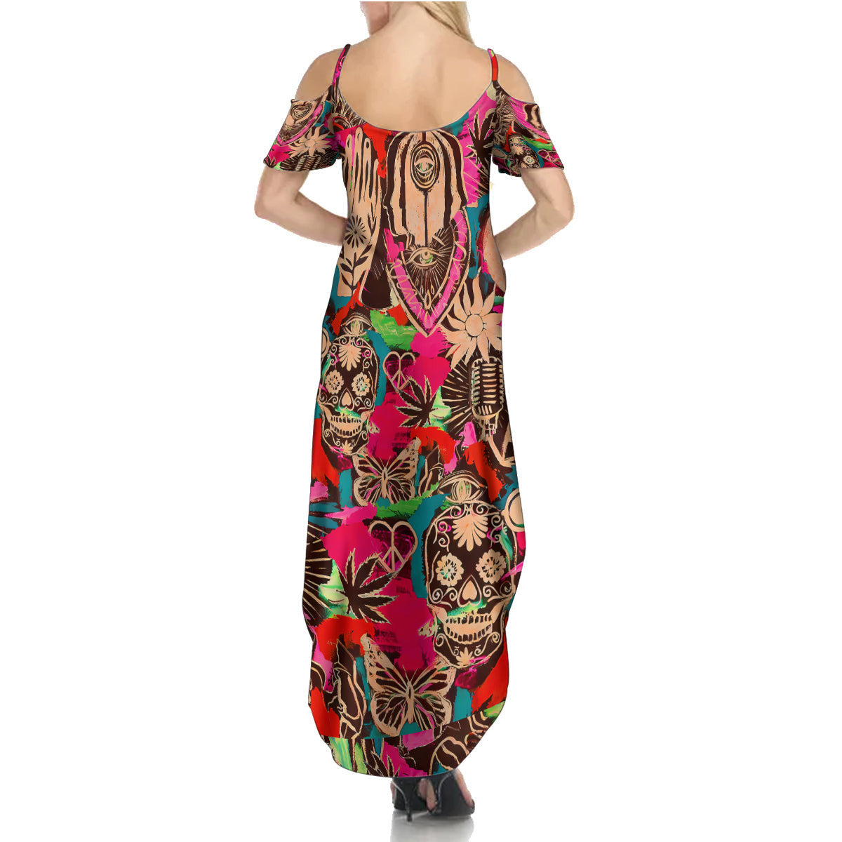 WowTeeWear Shop Festival Memories Skull Summer Maxi Dress Wowteewear