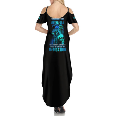 WowTeeWear Shop Tread Carefully Skull Summer Maxi Dress Wowteewear