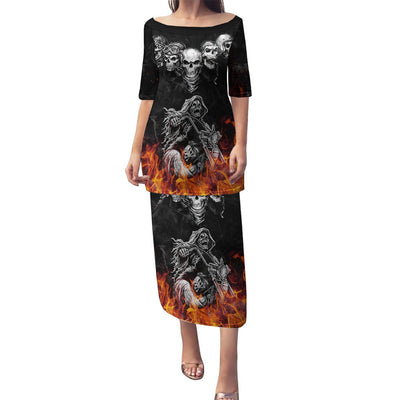 WowTeeWear Shop Skull Puletasi Five Skull With Motocycle Wowteewear