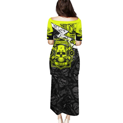 WowTeeWear Shop Personalised Electricians Skull Puletasi Wowteewear