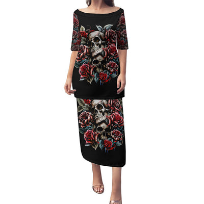 WowTeeWear Shop Skull Puletasi Red Rose Wowteewear