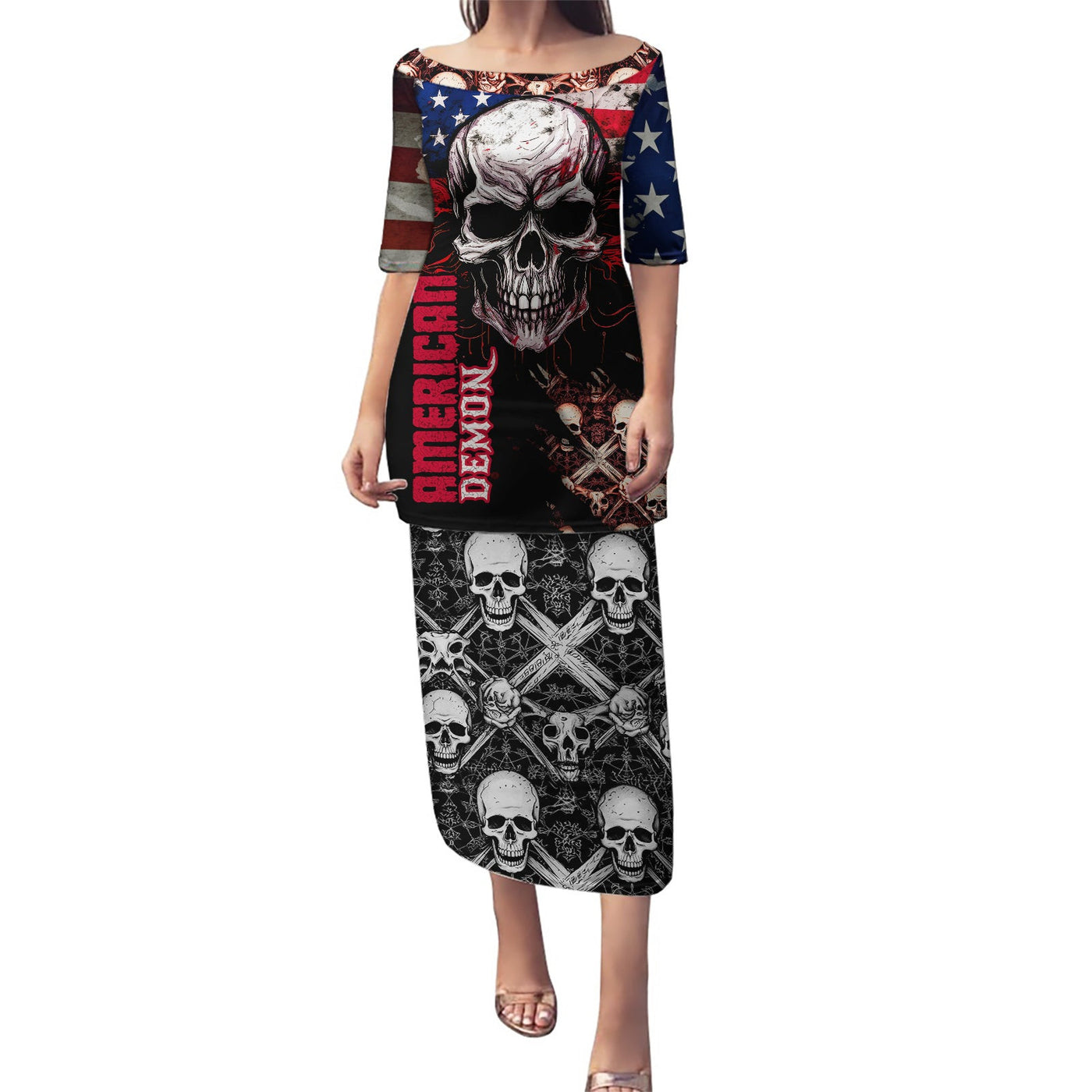 WowTeeWear Shop Skull Puletasi American Demon Wowteewear