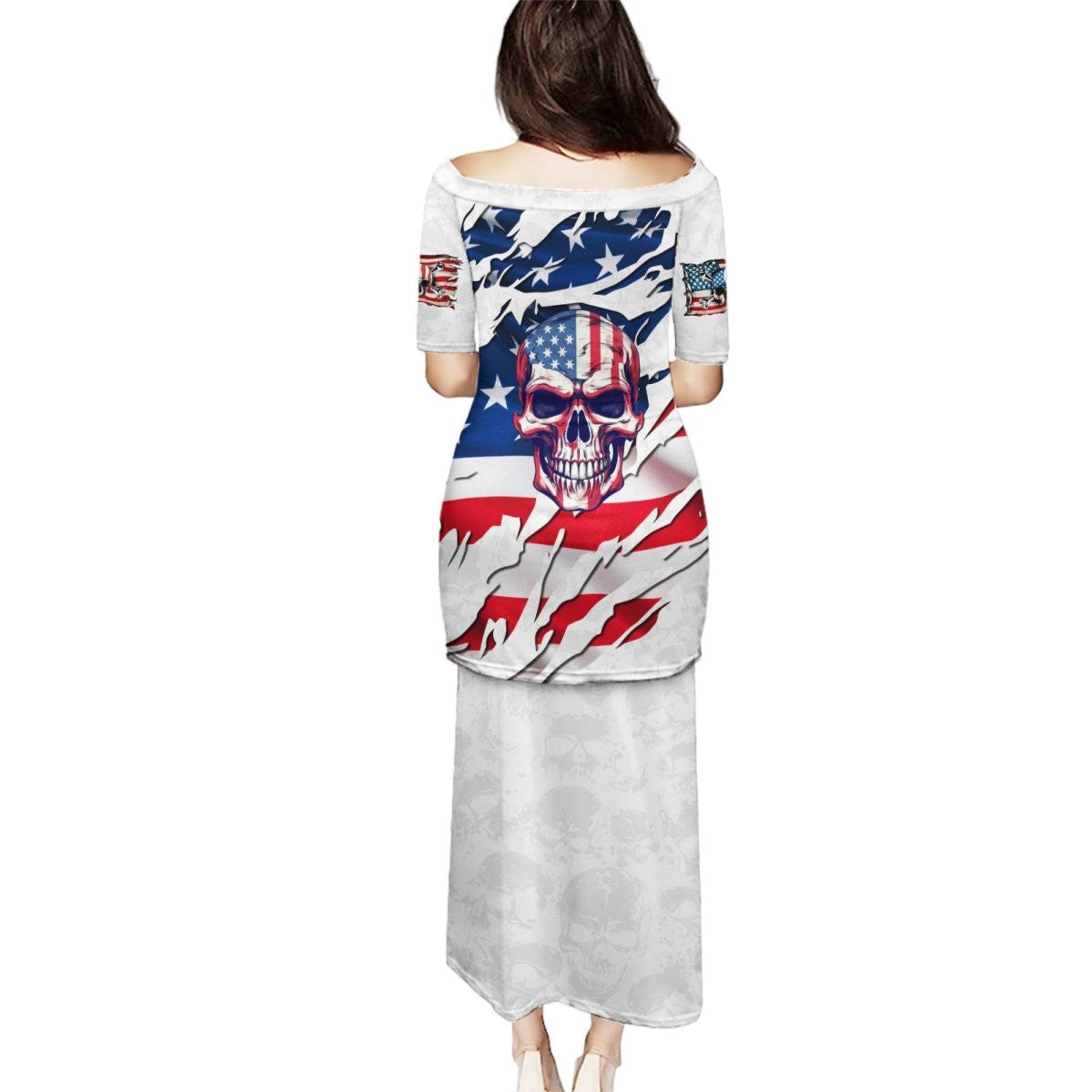 WowTeeWear Shop American Flag Skull Puletasi Wowteewear