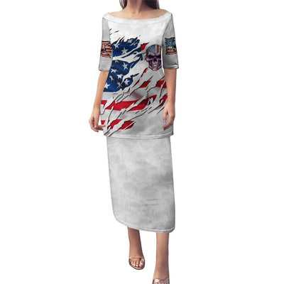 WowTeeWear Shop American Flag Skull Puletasi Wowteewear