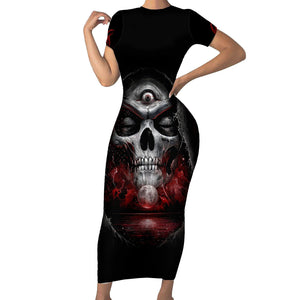 WowTeeWear Skull Short Sleeve Bodycon Dress Prayer Skull Wowteewear