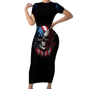 WowTeeWear Vintage Skull Short Sleeve Bodycon Dress American Skull Vintage Wowteewear
