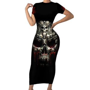 WowTeeWear Skull Short Sleeve Bodycon Dress Head Skeleton Cross Skull Wowteewear