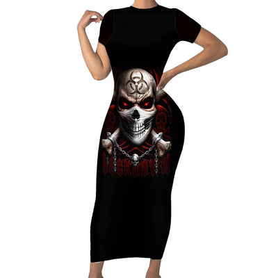 WowTeeWear Skull Short Sleeve Bodycon Dress Blood Skull Survivor Wowteewear