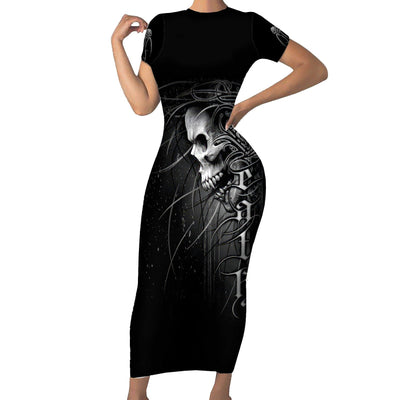 WowTeeWear Skull Short Sleeve Bodycon Dress Skull Death Forever Wowteewear