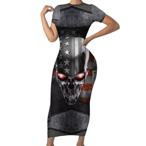 WowTeeWear Skull Short Sleeve Bodycon Dress Metal Head Skull American Wowteewear