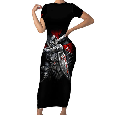 WowTeeWear Skull Short Sleeve Bodycon Dress Death Skull Crusader Wowteewear