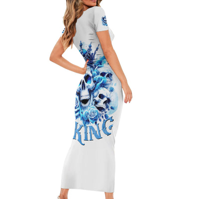 WowTeeWear Rose Skull Short Sleeve Bodycon Dress King Skull Wowteewear